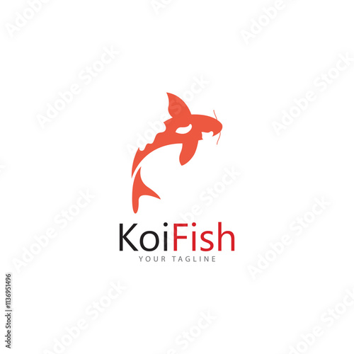 koi fish logo design vector template