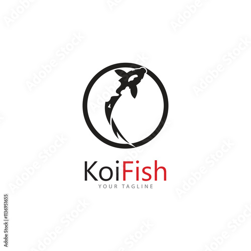 koi fish logo design vector template