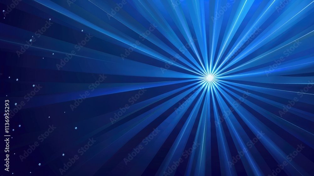 Fototapeta premium A vibrant blue abstract background with radiant lines emanating from a central point.