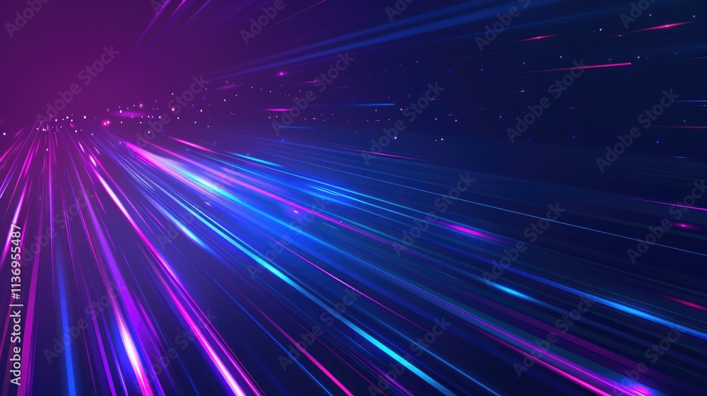 Obraz premium A vibrant abstract background featuring dynamic light streaks in purple and blue hues.