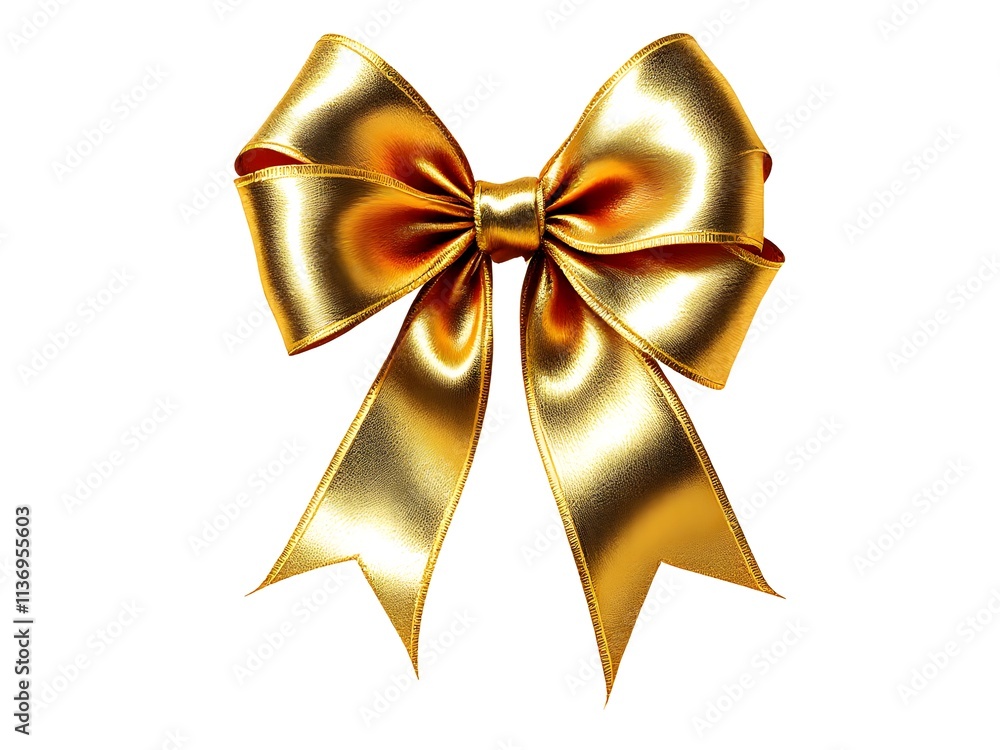 Luxurious Golden Ribbon Bow with Shimmering Texture on white background
Luxurious Golden Ribbon Bow with Shimmering Texture on white background