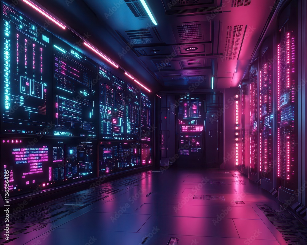 A serene data lab where glowing holographic models display innovative server designs, cinematic shadows A serene data lab where glowing holographic models display innovative server designs, cinematic shadows