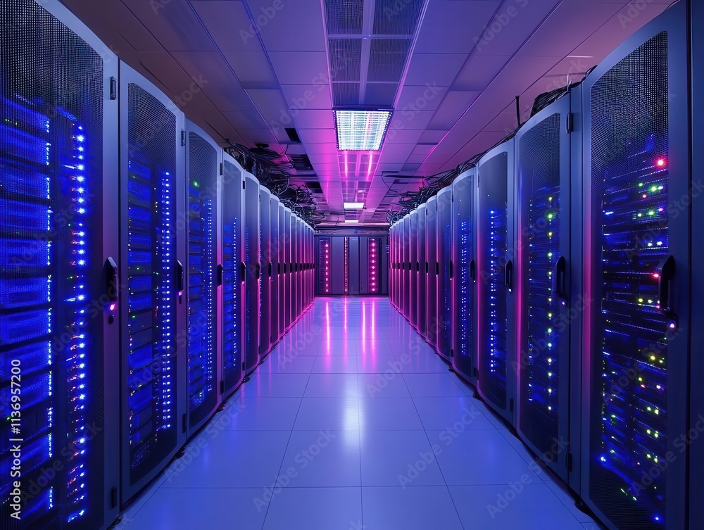 A serene server room where glowing lights reflect on polished surfaces, symbolizing precise management A serene server room where glowing lights reflect on polished surfaces, symbolizing precise management