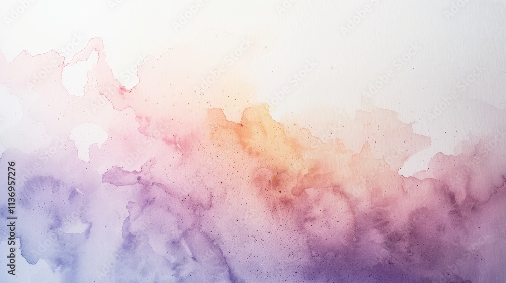 Fototapeta premium A soft, abstract watercolor blending shades of pink, purple, and orange.