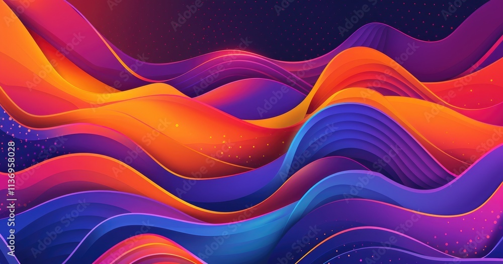 Fototapeta premium A vibrant abstract wave pattern with flowing colors and smooth gradients.
