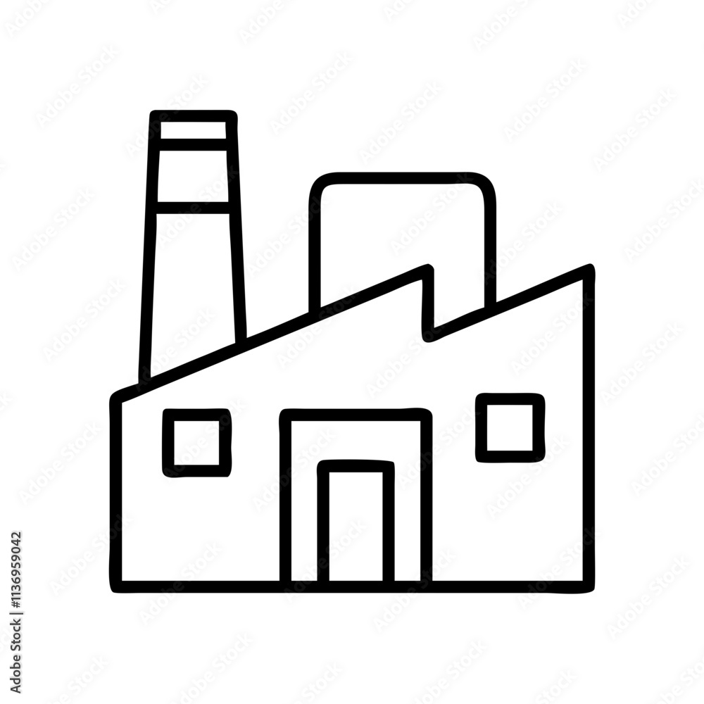 factory building icon, labor Day line art, labor day icon - simple black line art icon of factory building, symbolizing labor day celebrations. labor day vector art. factory building icon, labor Day line art, labor day icon - simple black line art icon of factory building, symbolizing labor day celebrations. labor day vector art.