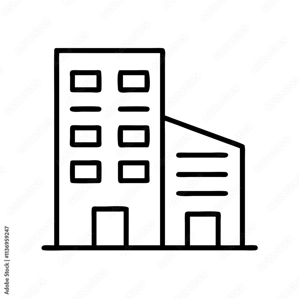 office building icon, labor Day line art, labor day icon - simple black line art icon of office building, symbolizing labor day celebrations. labor day vector art. office building icon, labor Day line art, labor day icon - simple black line art icon of office building, symbolizing labor day celebrations. labor day vector art.