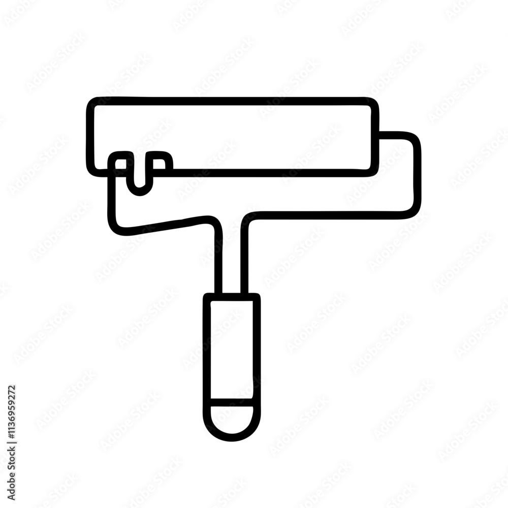 paint roller icon, labor Day line art, labor day icon - simple black line art icon of paint roller, symbolizing labor day celebrations. labor day vector art.