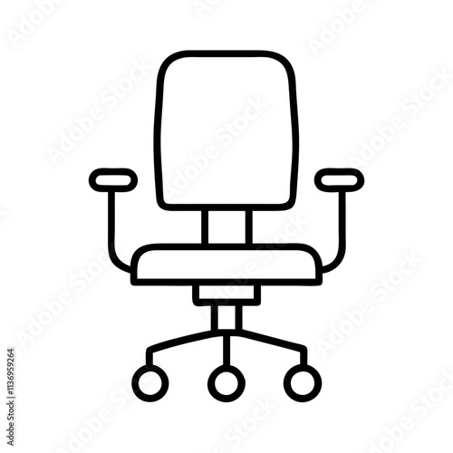 office chair icon, labor Day line art, labor day icon - simple black line art icon of office chair, symbolizing labor day celebrations. labor day vector art.