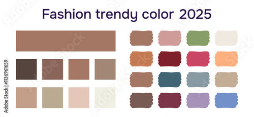 Trendy color palette 2025. Fashionable shades, palette.