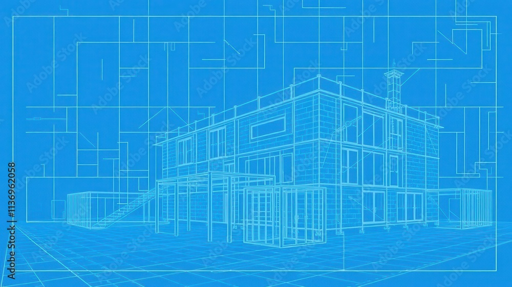A mockup of a blueprint photo effect with various design elements overlayed, design, editing A mockup of a blueprint photo effect with various design elements overlayed, design, editing