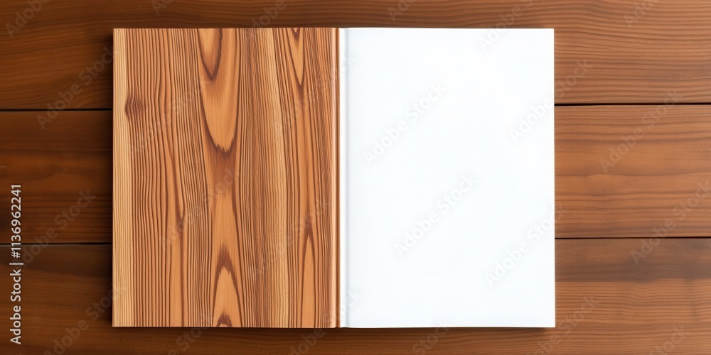 Naklejka premium A set of front and back book cover mockups with blank space for customization on a wooden surface, wooden, mock-up, mockup