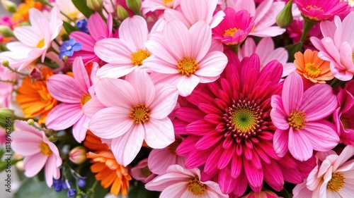 Close-up of delicate pink and white ranunculus flowers blooming in a garden setting, colorful, botanical, blossom