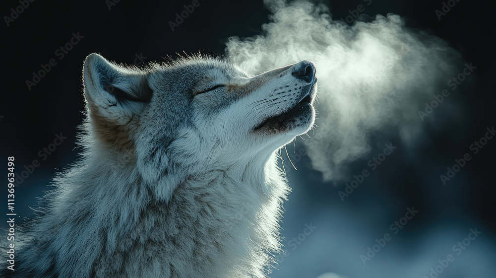 Naklejka premium Wolf Howling in Winter