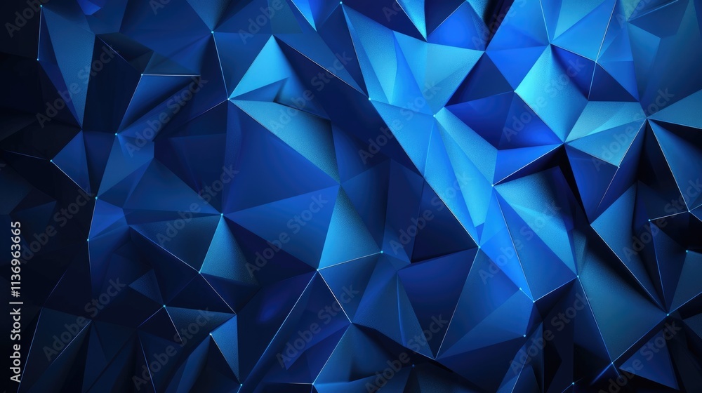 Obraz premium An abstract blue geometric pattern with sharp angles and facets.