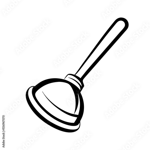 Plunger tool icon in black and white.  
