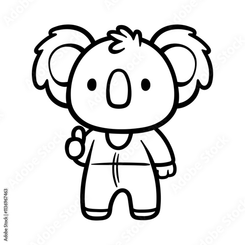 fun cartoon character of cute koala isolated drawing line art style sketch classic vintage design illustration photo