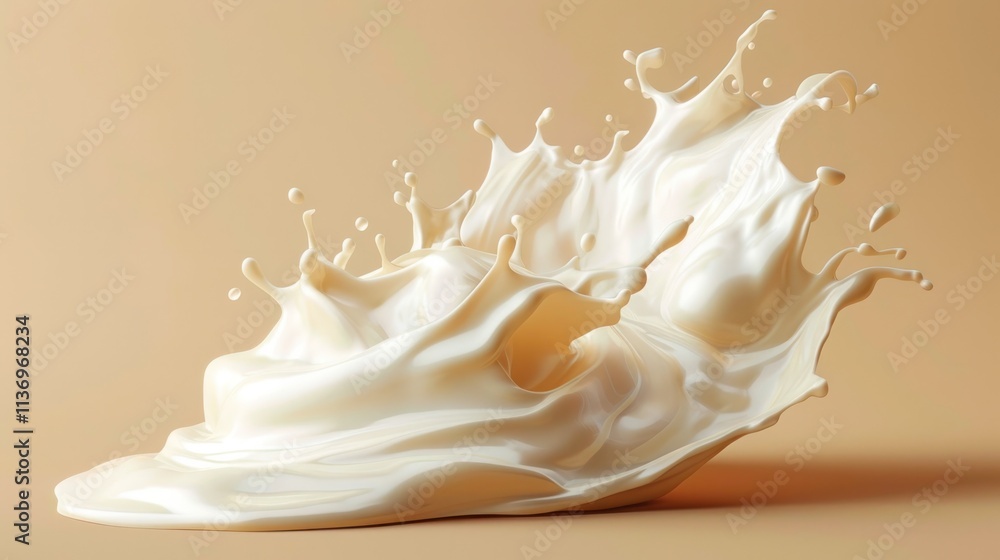 Splashing flowing and dripping creamy white liquid creating an abstract and dynamic background with messy splatter texture Splashing flowing and dripping creamy white liquid creating an abstract and dynamic background with messy splatter texture