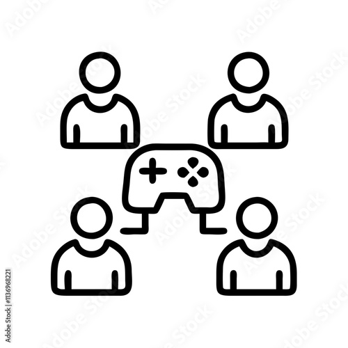 multiplayer icon, video games day line art, video games icon - simple black line art icon of multiplayer, for video games day celebrations. games day vector art.