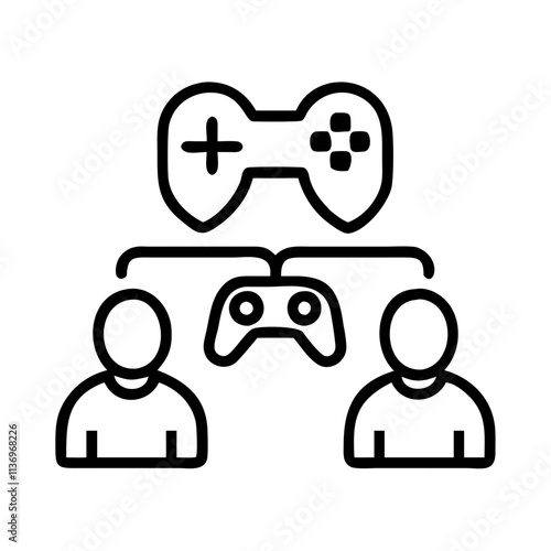 multiplayer icon, video games day line art, video games icon - simple black line art icon of multiplayer, for video games day celebrations. games day vector art.