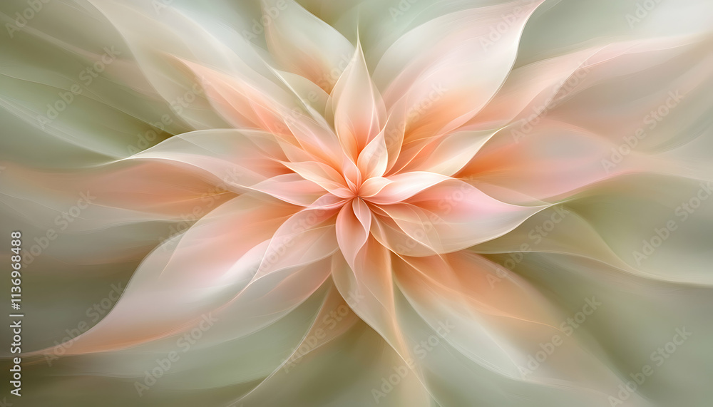Abstract floral artwork; delicate peach and green tones, soft flowing petals, serene and elegant design ideal for backgrounds, websites, or print. Abstract floral artwork; delicate peach and green tones, soft flowing petals, serene and elegant design ideal for backgrounds, websites, or print.