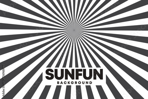 Bold black and white sunray abstract background with dynamic vector design.