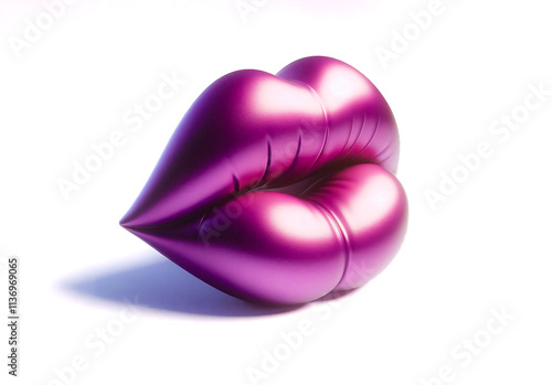 3d Realistic purple Female Lips. Love, Sexy, Beauty Concept. Fashion, Makeup, Romance.