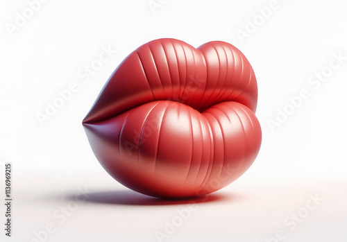 3d Realistic Red Female Lips. Love, Sexy, Beauty Concept. Fashion, Makeup, Romance.