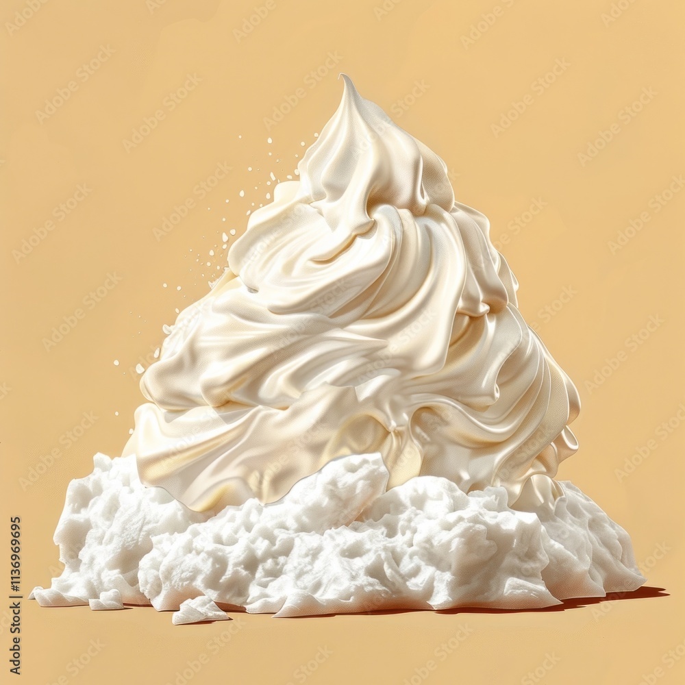 Closeup view of a decadent and mouthwatering creamy meringue dessert with a soft whipped and fluffy texture creating a dreamy and tempting appearance Closeup view of a decadent and mouthwatering creamy meringue dessert with a soft whipped and fluffy texture creating a dreamy and tempting appearance