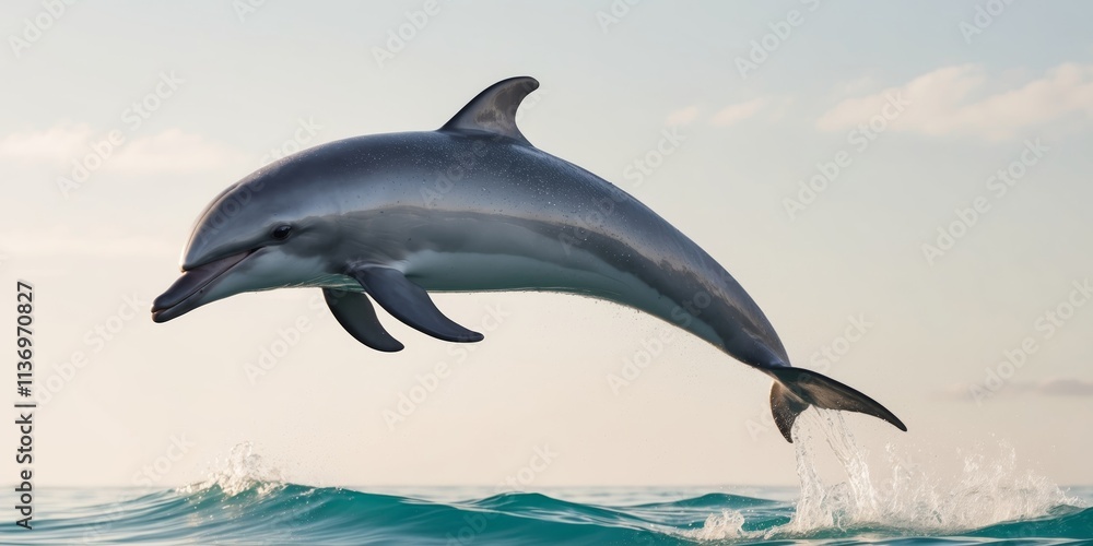 Fototapeta premium Graceful dolphin leaping out of ocean waves