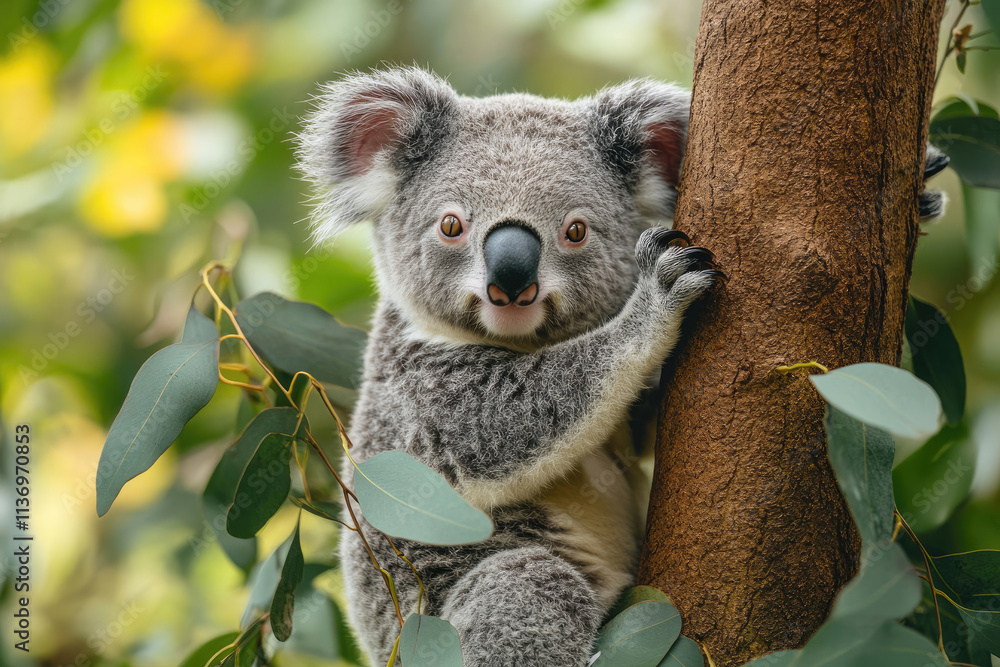 Fototapeta premium Adorable Koala Bear on Eucalyptus Tree