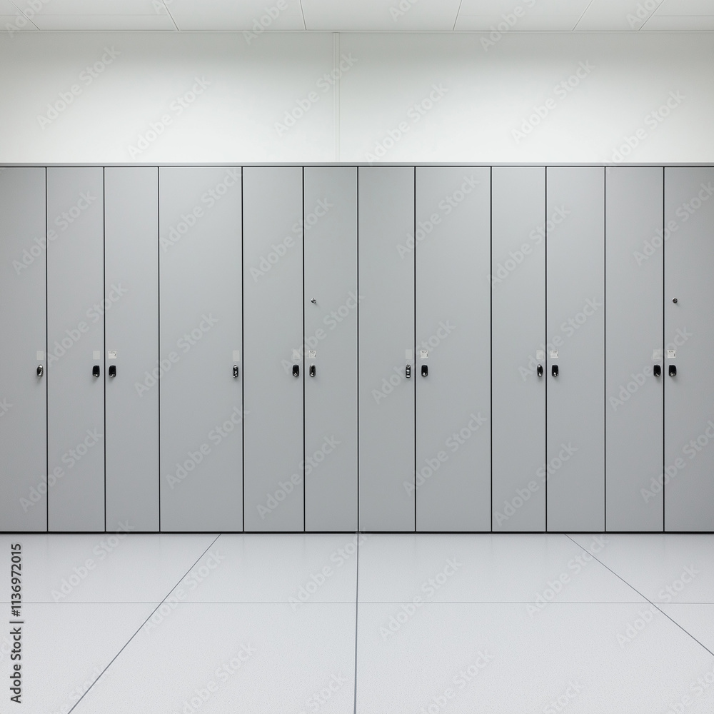 Gym Locker Close-Up in Grey Color with Secure Lock Gym Locker Close-Up in Grey Color with Secure Lock