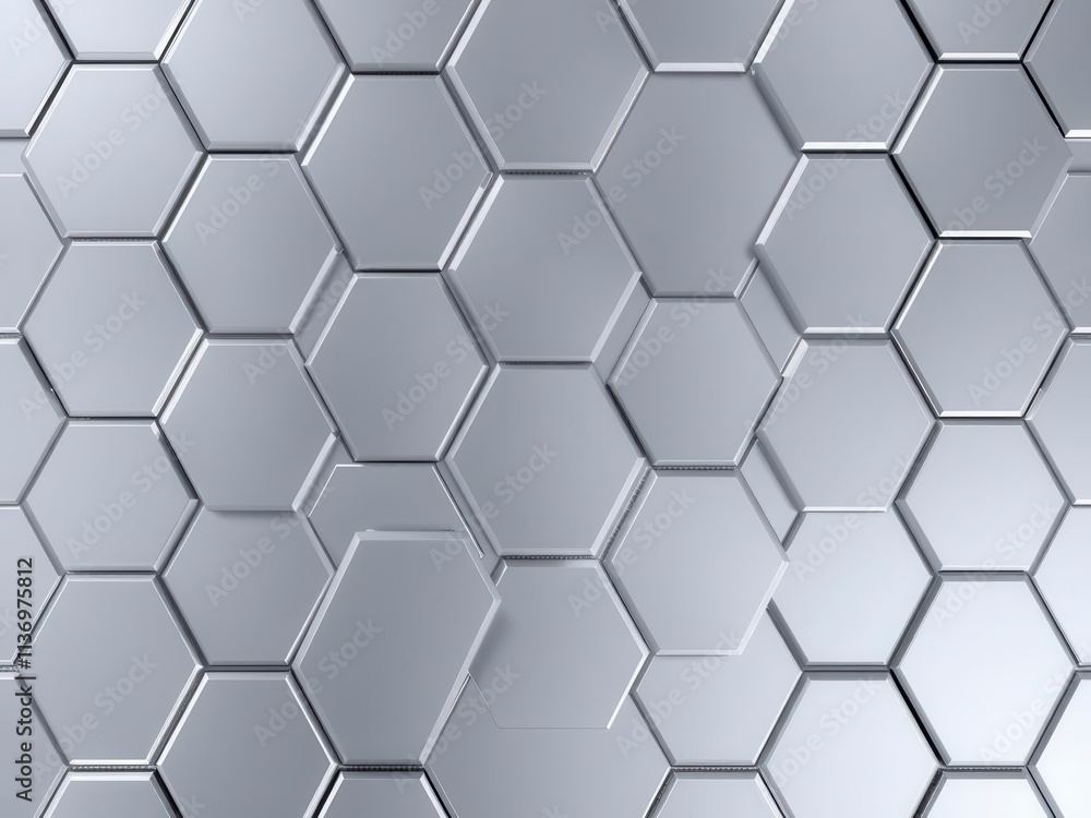 Hexagonal abstract metal background with light reflections, shapes, pattern, hexagonal Hexagonal abstract metal background with light reflections, shapes, pattern, hexagonal