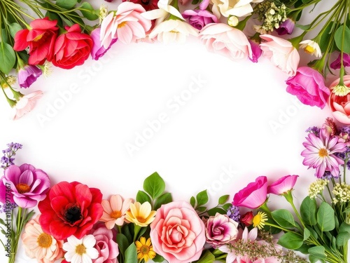 Wallpaper Mural Rose flower with lush green leaves creating a beautiful frame, wedding, flora, decorative Torontodigital.ca