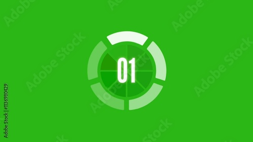 countdown animation 05 to 00. Modern flat design with animation on green screen background