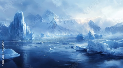 Wallpaper Mural Serene arctic landscape with icebergs and mountains. Torontodigital.ca