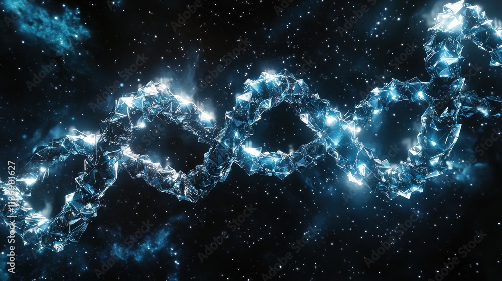 Abstract glowing chain in space. Abstract glowing chain in space.