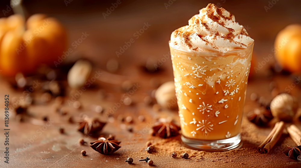 Savoring a creamy pumpkin spice delight with seasonal spices and warmth Savoring a creamy pumpkin spice delight with seasonal spices and warmth