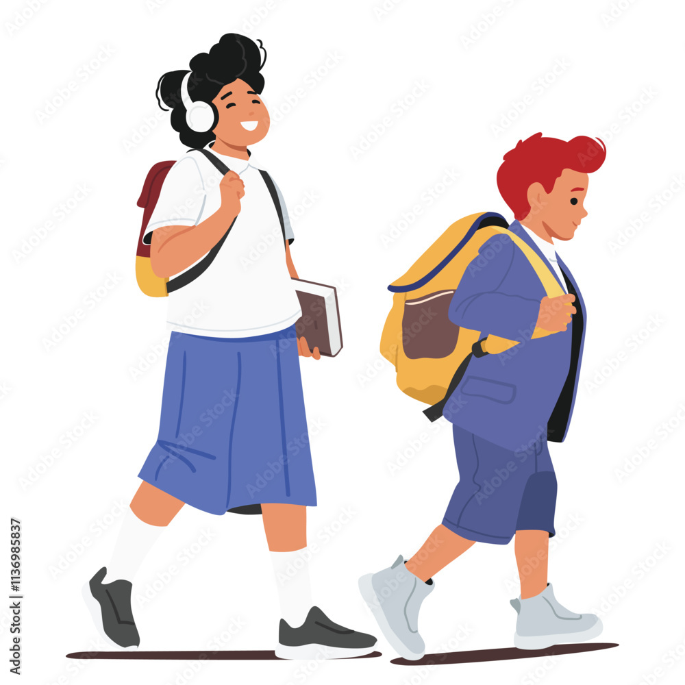 School fashion for cute smart student cartoon characters back to school isolated on white background School fashion for cute smart student cartoon characters back to school isolated on white background