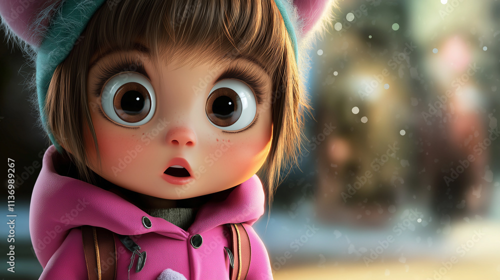 Features characters in a cute, exaggerated manner with large heads, big expressive eyes, and small bodies to evoke cuteness and adorability Features characters in a cute, exaggerated manner with large heads, big expressive eyes, and small bodies to evoke cuteness and adorability