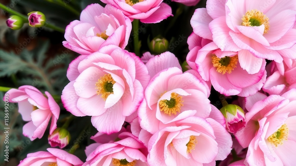 Pink and white ranunculus flowers in full bloom with delicate petals and vibrant colors, botanical, pink, nature Pink and white ranunculus flowers in full bloom with delicate petals and vibrant colors, botanical, pink, nature