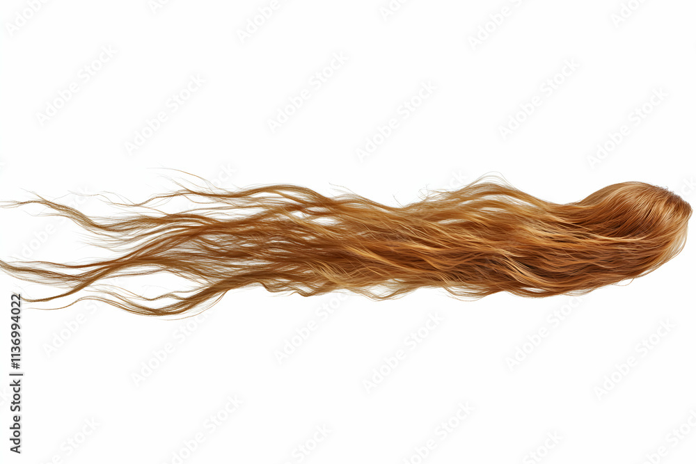 Long, flowing auburn hair, wavy texture, isolated on white background. Perfect for hair extensions, beauty, and haircare related projects. Long, flowing auburn hair, wavy texture, isolated on white background. Perfect for hair extensions, beauty, and haircare related projects.