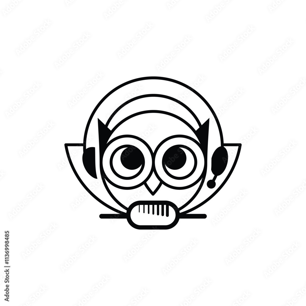 Owl Podcas Symbol Vector Design Template Owl Podcas Symbol Vector Design Template