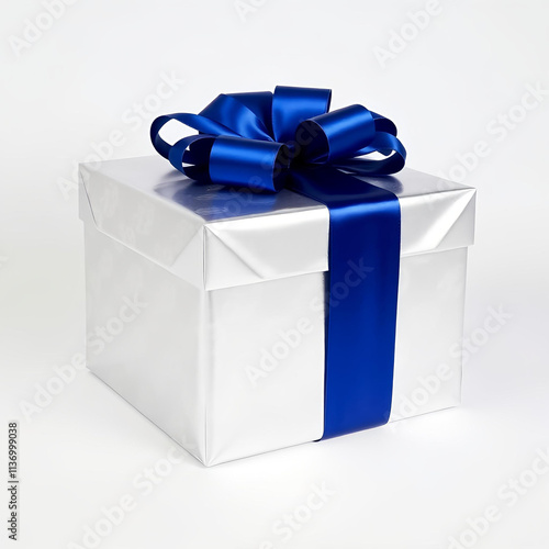one gift box with big ribbon 