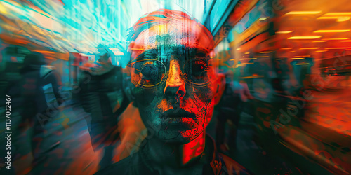 Stylized Portrait with City Street Blur