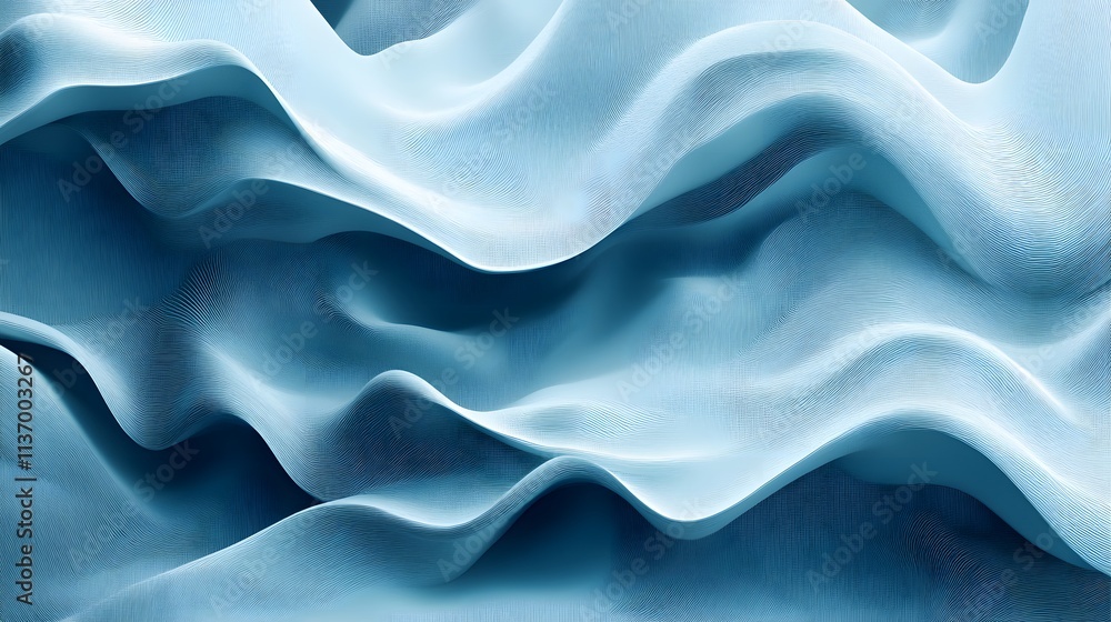 Obraz premium Abstract Blue Wavy Fabric Textured Design