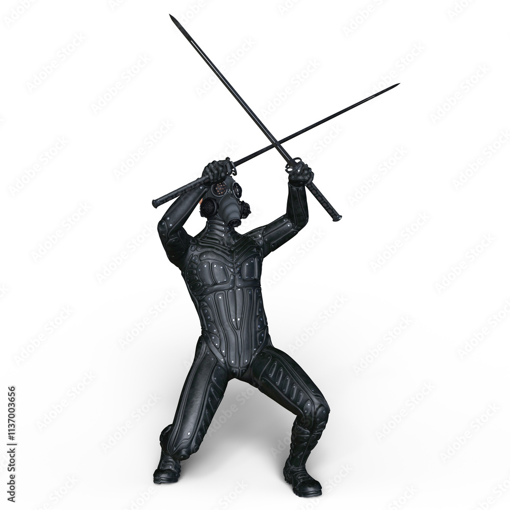 Obraz premium サイバー剣士 3DCGレンダリング