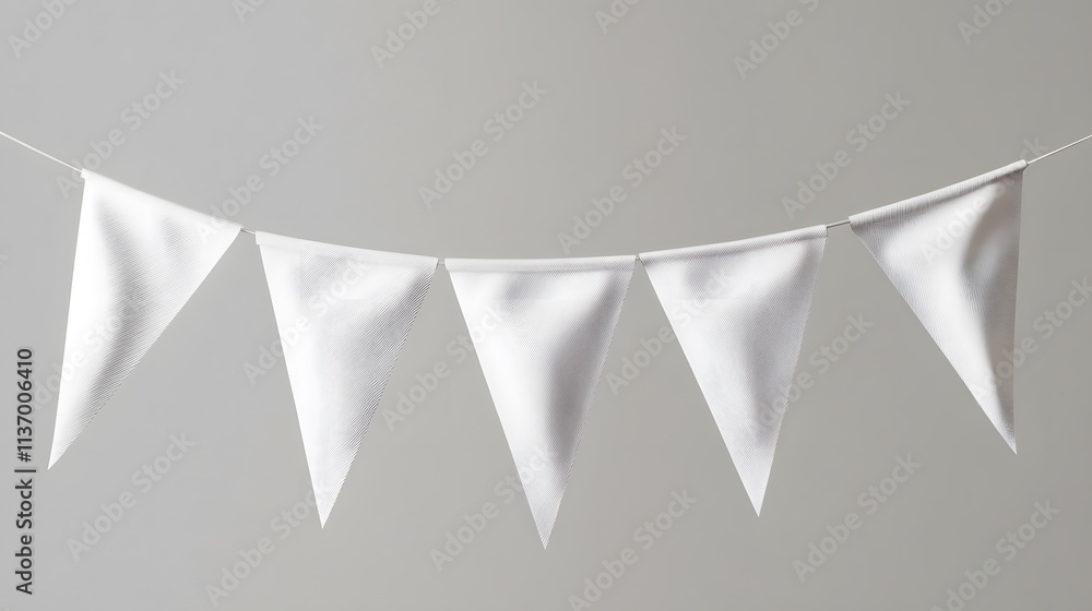 White pennant flags mockup realistic 3D set White pennant flags mockup realistic 3D set