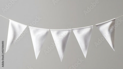  White pennant flags mockup realistic 3D set