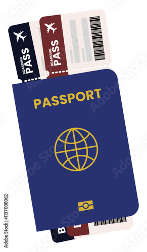Blue Passport with Two Boarding Pass for Travel Around the World